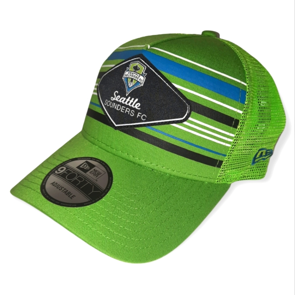 NWT New Era Seattle Sounders Shoreline Stripe Mesh 940 Snapback Hat GREEN